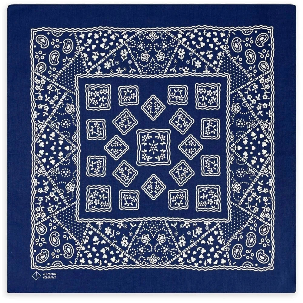 Marinblå Bandana med Lapptäckesmönster Marinblå