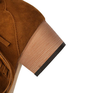 Moderna Cowgirl Boots i Mocka med Fransar