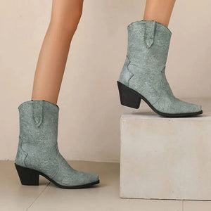 Mönstrade Låga Cowboyboots för Dam