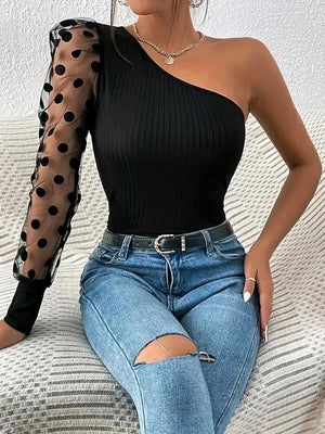 One shoulder blus Svart / XS