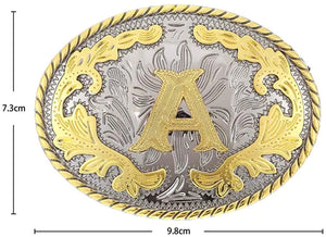 Ovalt westernbältesspänne med initial