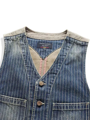 Randig denimväst