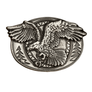 Runt bältespänne med örn Antiksilver