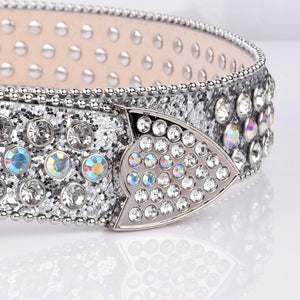 Silverfärgat westernbälte med strass