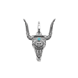 Silverhänge med tjurskalle och turkos Silver med turkos
