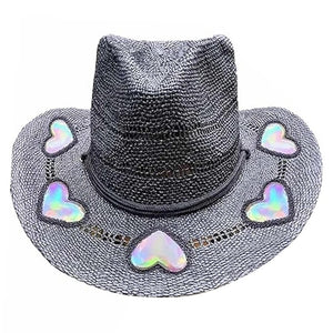 Suncatcher cowgirlhatt i halm Grå Hjärta