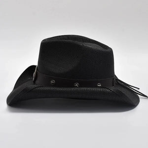 Svart cowboyhatt i halm för herr Svart / One Size