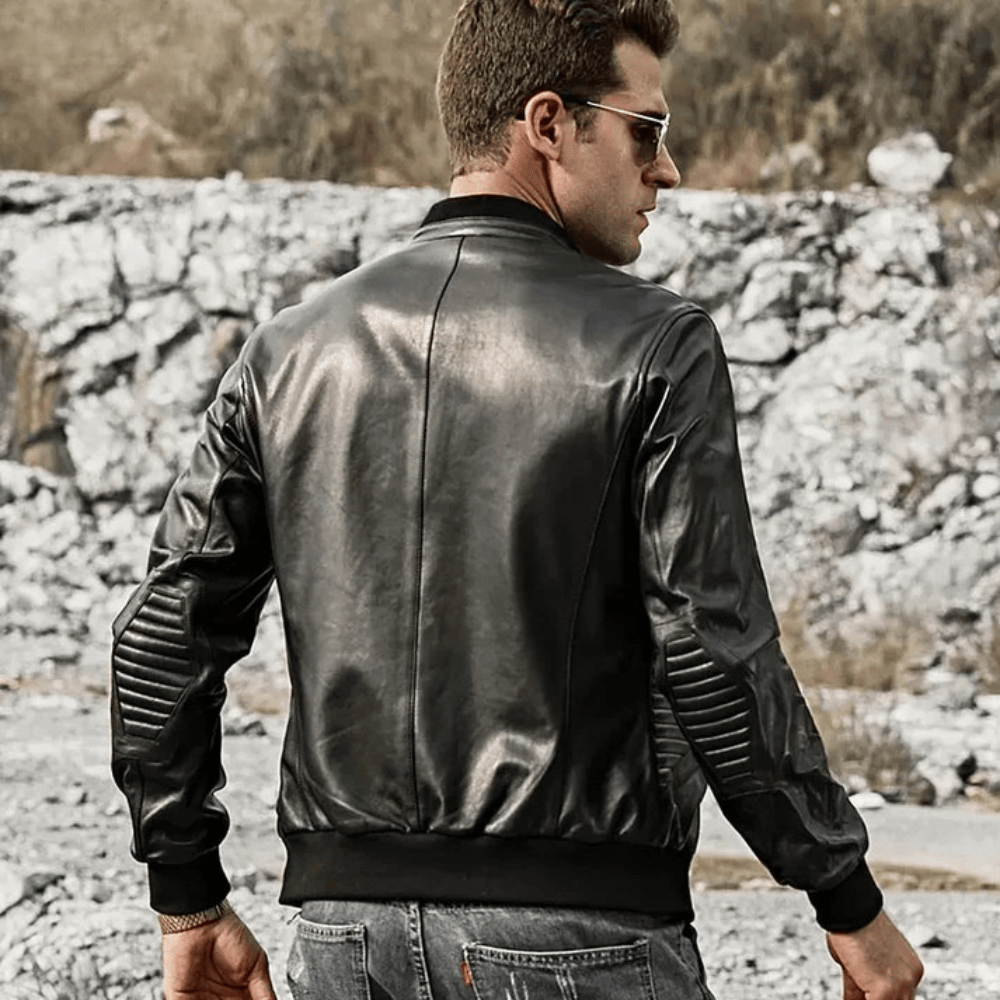 Svart slim fit mc jacka herr