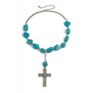 Turkost halsband med silverkors Silver
