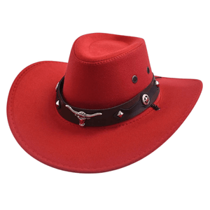 Ullfilt cowboyhatt Röd / 56-58cm