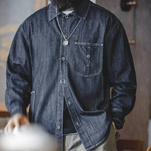 Vintage jeansskjorta herr i workwear-stil