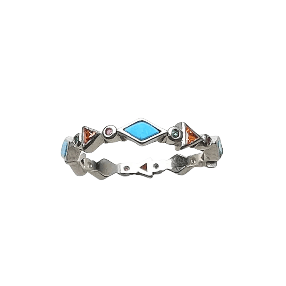 Western ring i 925 silver med turkossten 7