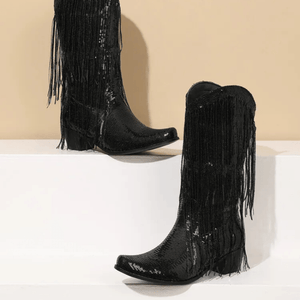 Westernboots med Glittrande Fransdesign