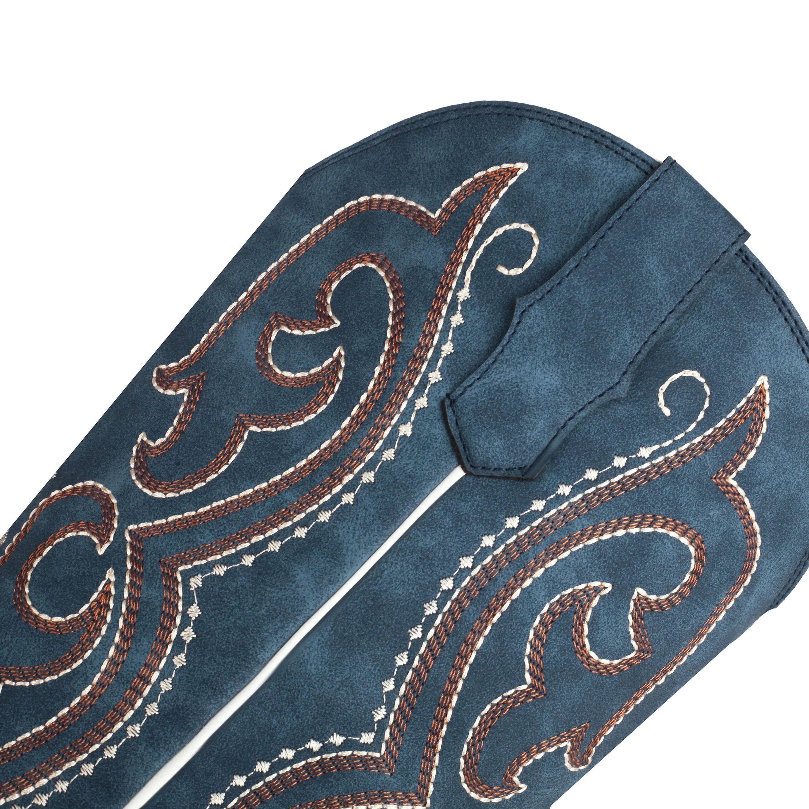 Blåa Höga Cowboyboots med Broderi för Dam