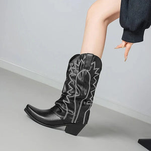 Slouchiga Cowboyboots i Mocka för Dam