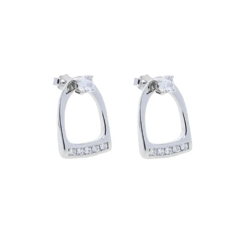 100% 925 Sterling Silver Bling Equestrian Horse Jewelry Micro Pave CZ Snaffle Bit 2025 New Charm Earring ME06 silver