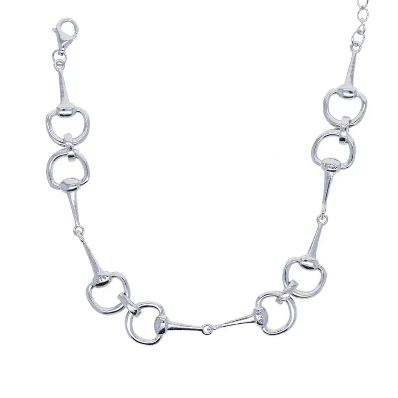 2025 New Arrived Charm Real 100% 925 Sterling Silver Horse Lover Jewelry Three Colors Snaffle Bit Pendant Silver Women Bracelets silver bracelet / 15with4cm