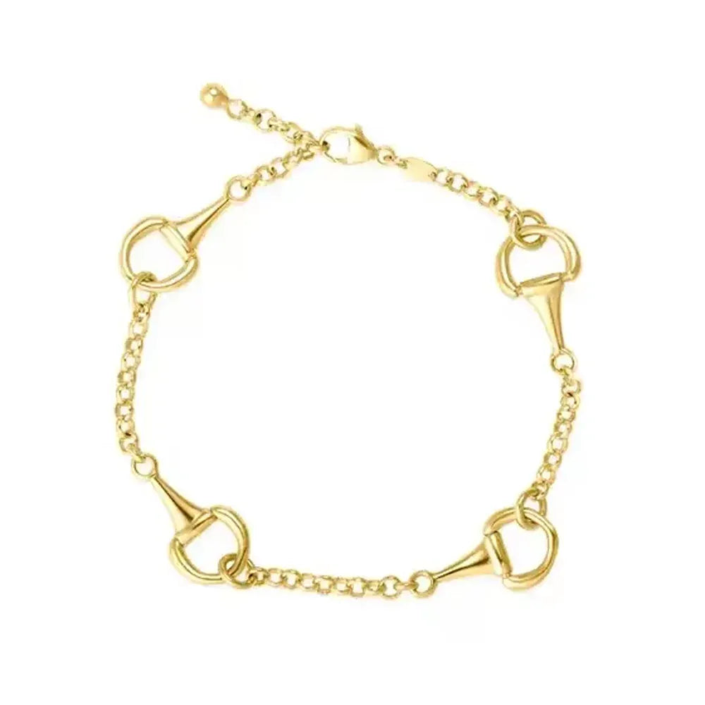 2025 New Arrived Gold Color Snaffle Bit Link Chain Bracelet Bangle Women Lover Charm Equestrian Horse Necklace Jewelry