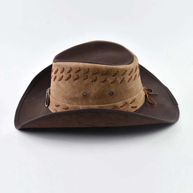 Äkta cowboyhatt skinn Brun och beige / One Size