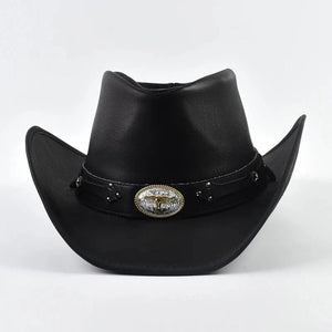 Äkta Läder Cowboyhatt Män