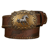 Antikt cowboybälte i läder Häst / 120cm