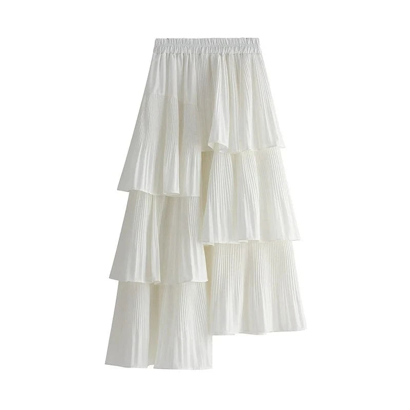 Asymmetrisk lång kjol Vit / One Size