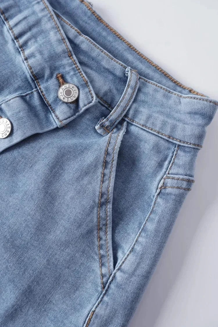 Asymmetrisk shorts kjol i denim
