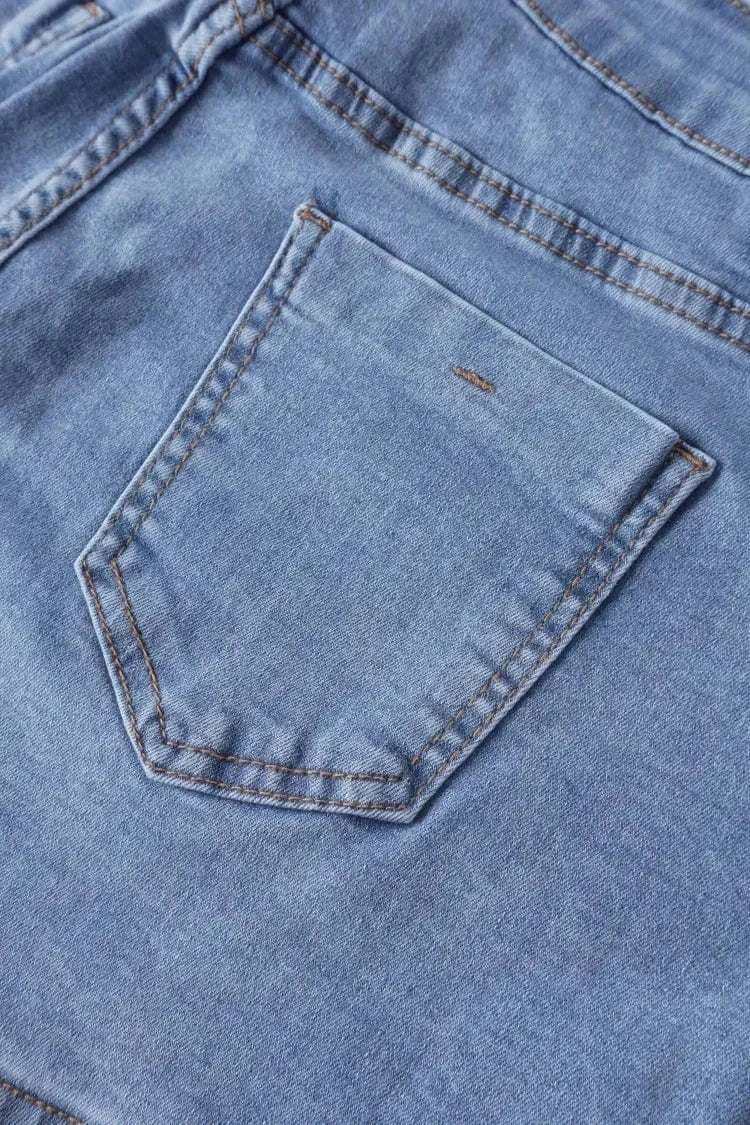 Asymmetrisk shorts kjol i denim