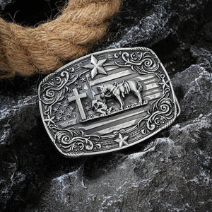 Bältespänne med kors och stjärnor westerndesign