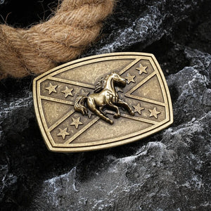 Bältespänne med sydstatsflagga och westernmotiv