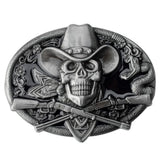 Bältesspänne cowboy dödskalle korsade gevär western stil Svart