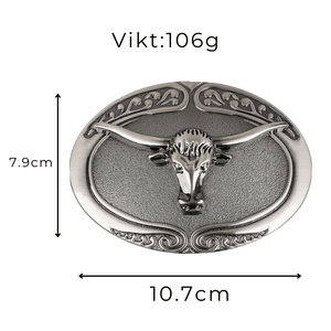 Bältesspänne Longhorn Texas Rindkopf Silver