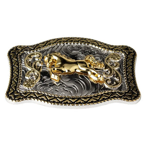 Bältesspänne med gyllene häst western stil