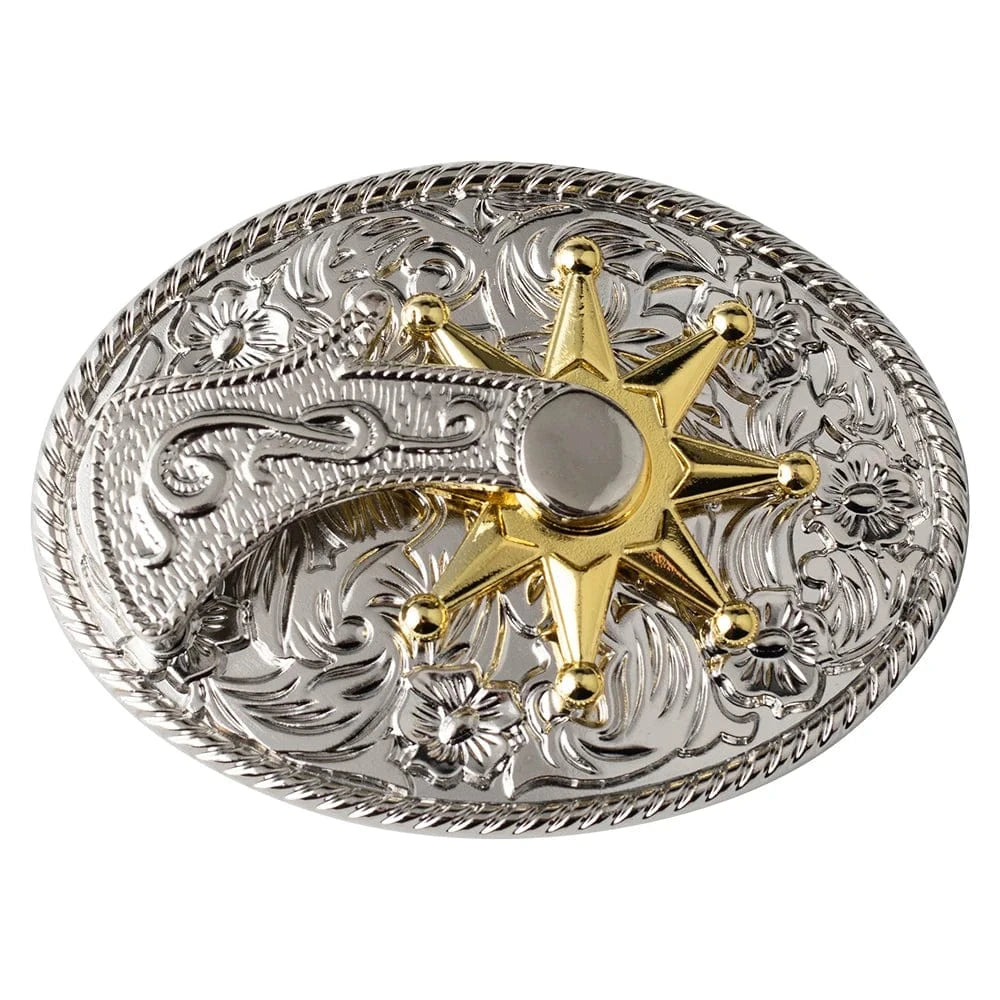 Bältesspänne western med silver och guld sheriffstjärna Silver