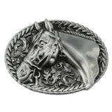 Bältesspänne western stil med hästhuvud Silver