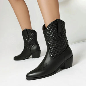 Låga Cowgirl Boots med Quiltat Skaft