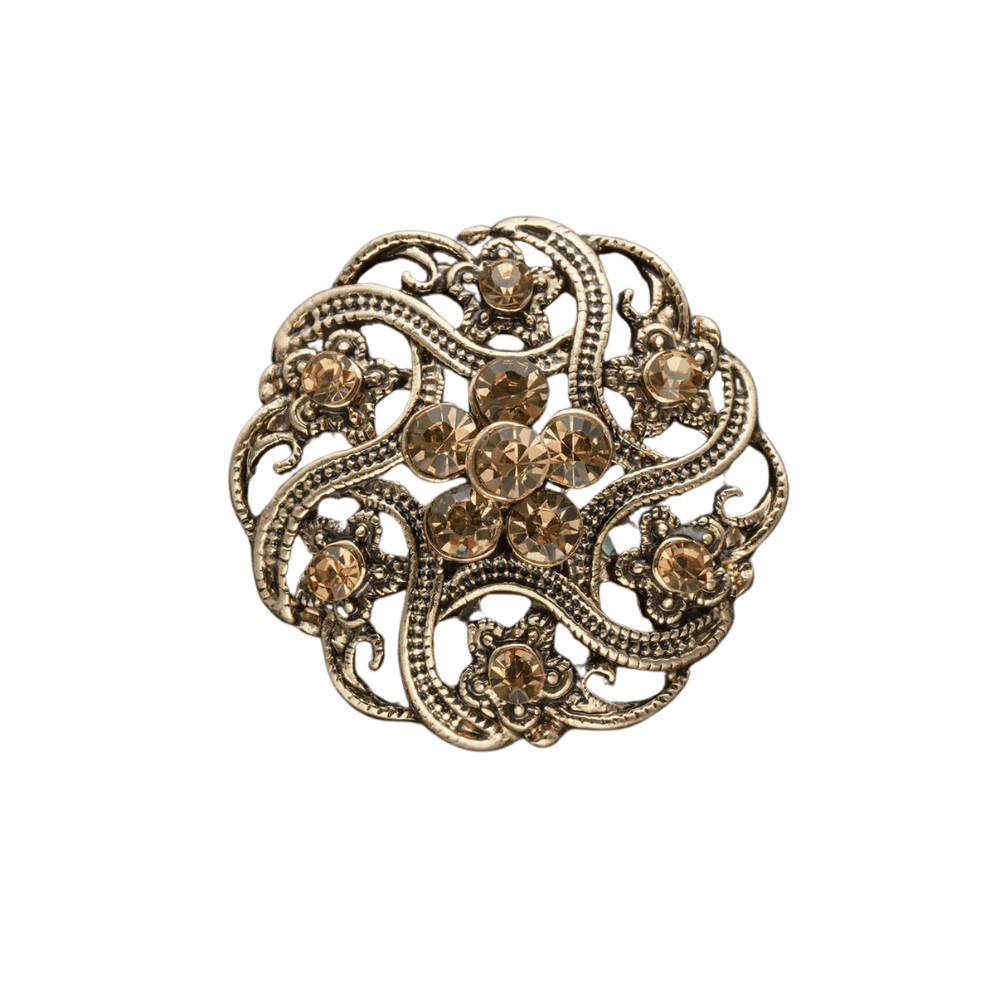 Blommig Concho med kristallaccent Guld / 24mm
