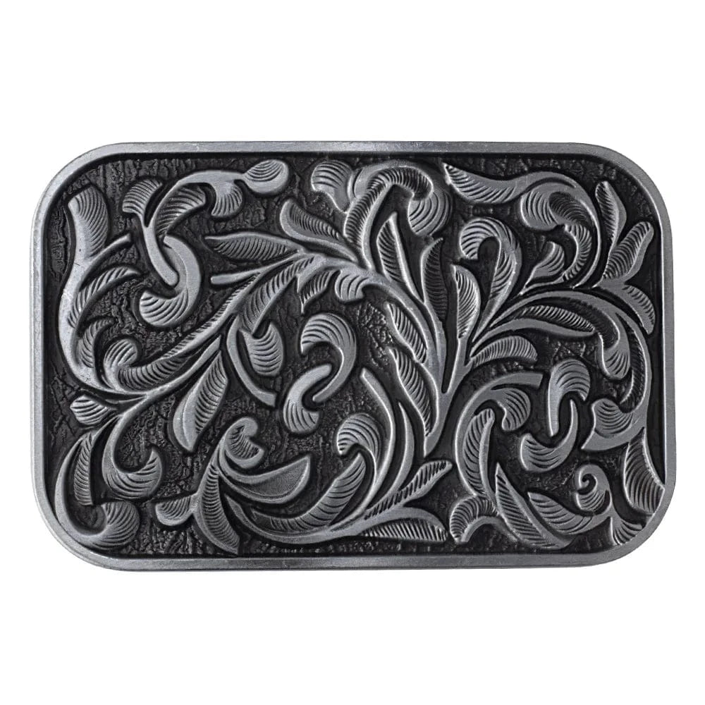Blommönster Bältesspänne Metall Silver