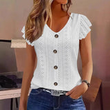 Blus med broderie anglaise Vit / S