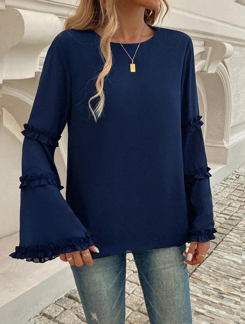 Blus med trumpetärm