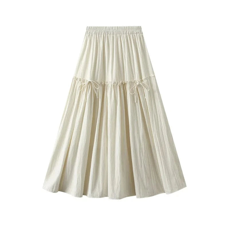 Bohemisk sommarkjol med knytdetaljer Beige / One Size
