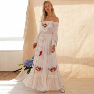 Boho chic klänning vit Vit / S
