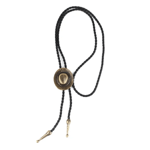 Bolo tie antikt cowboyhat Guld