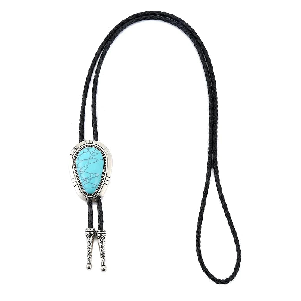 Bolo tie i droppform med naturlig turkos