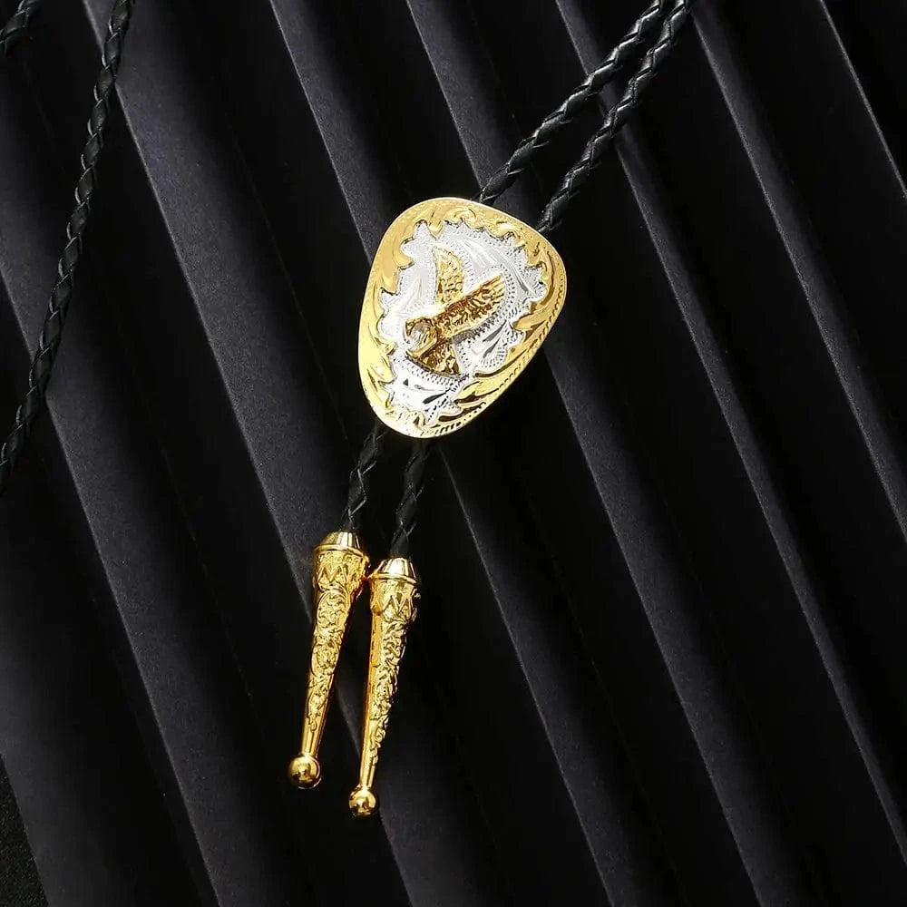 Bolo tie i guld med örnmotiv Silver och guld