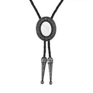 Bolo tie i läder med natursten