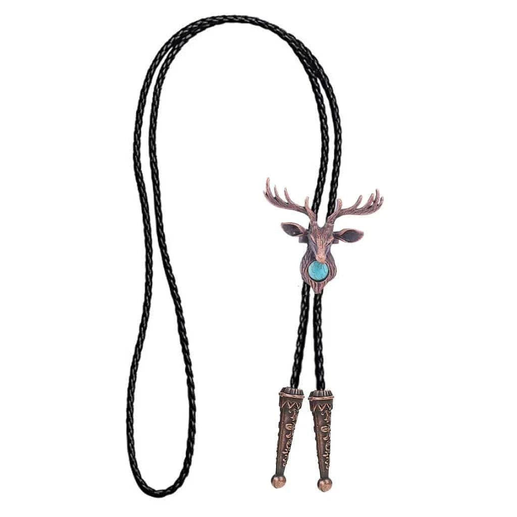 Bolo tie med älghuvud och blå sten