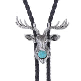 Bolo tie med älghuvud och blå sten Silver