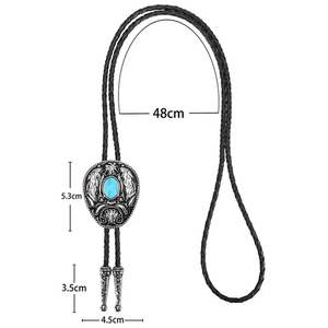 Bolo tie med dekorativ sten och lövmönstrad i vintage-stil