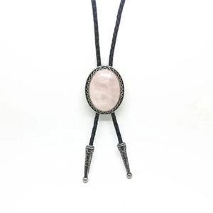 Bolo tie med glasdetalj och ovalt vintagehänge